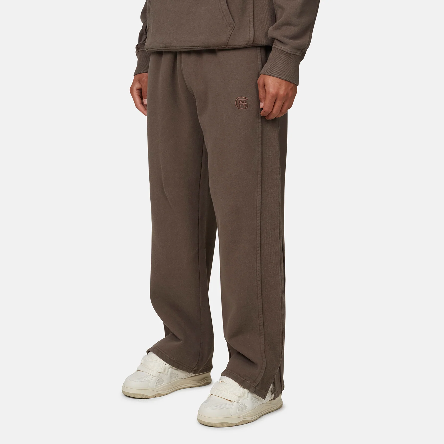 Monogram Brown Split Hem Jogger - Image 2