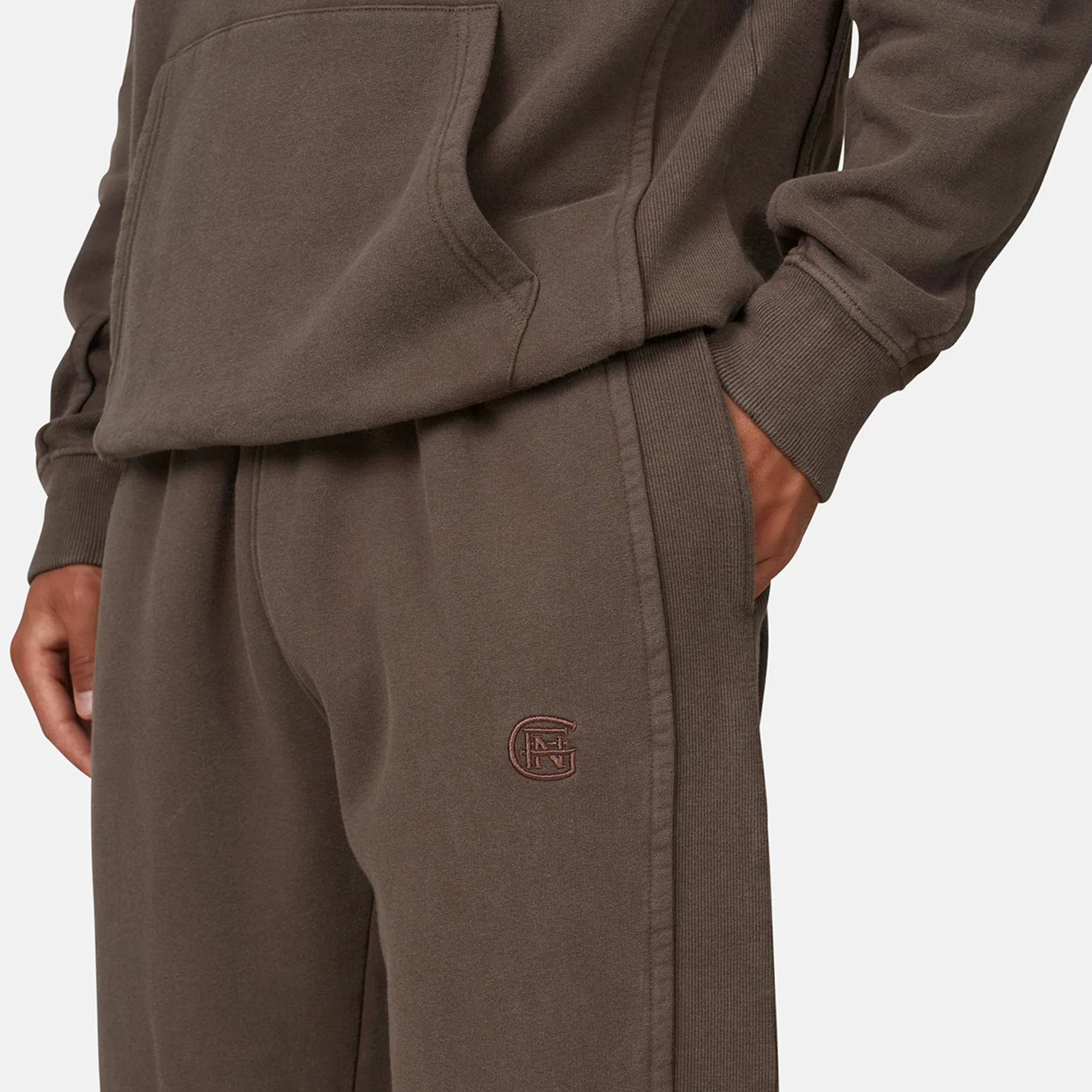 Monogram Brown Split Hem Jogger - Image 3