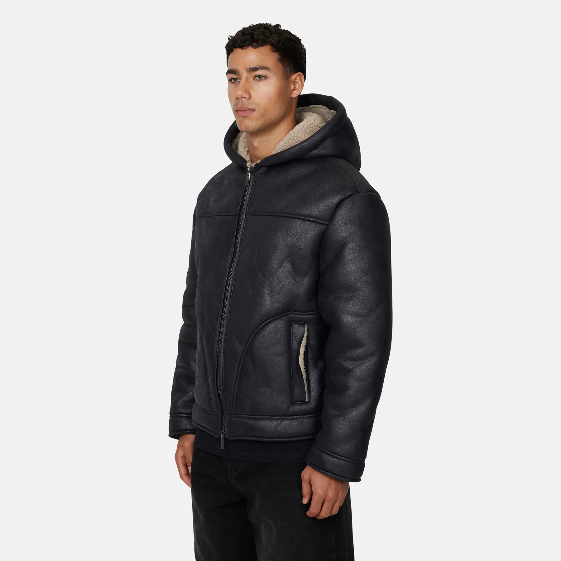 Sherpa Quilted Black Jacket - Image 5