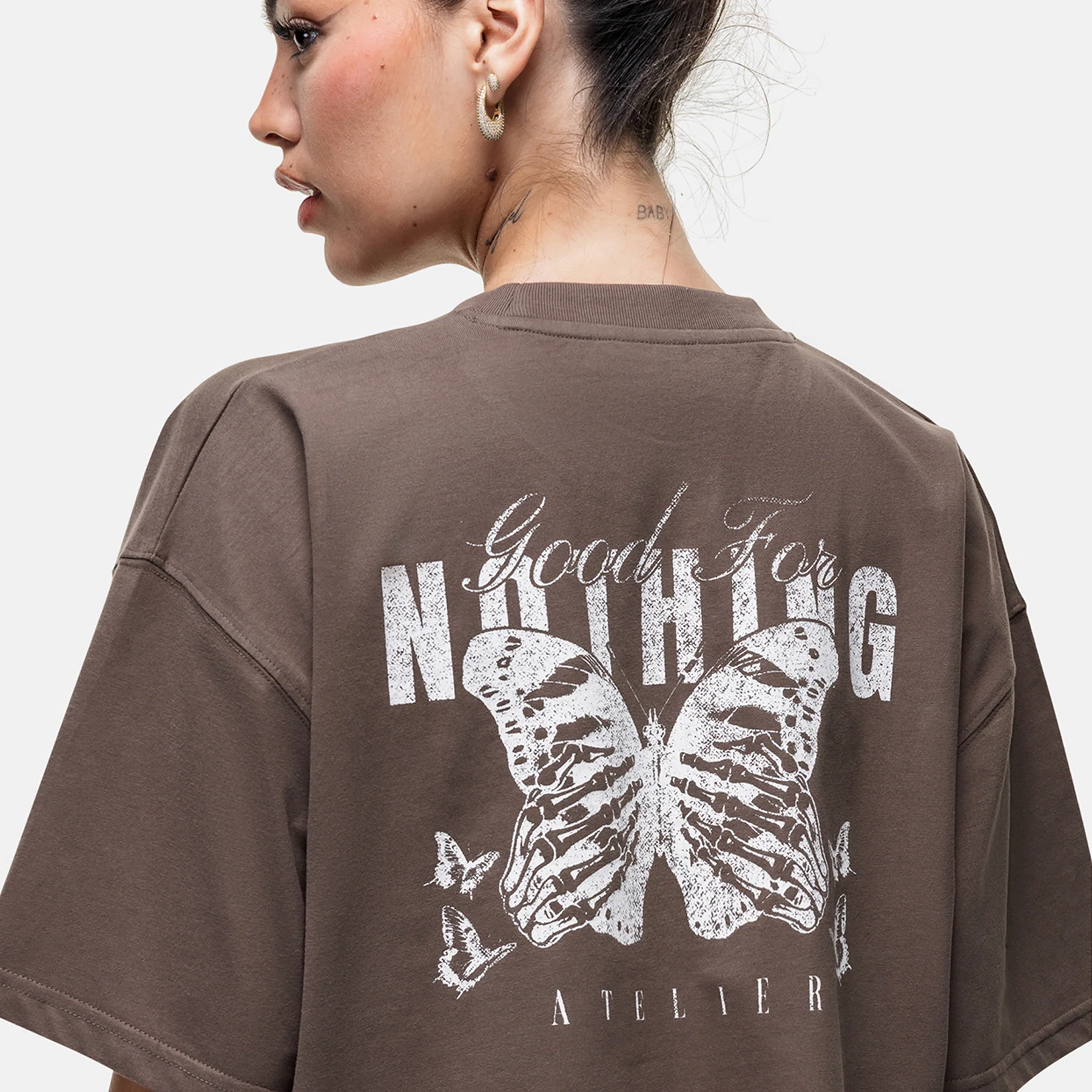 Washed Taupe Butterfly T-shirt - Image 4