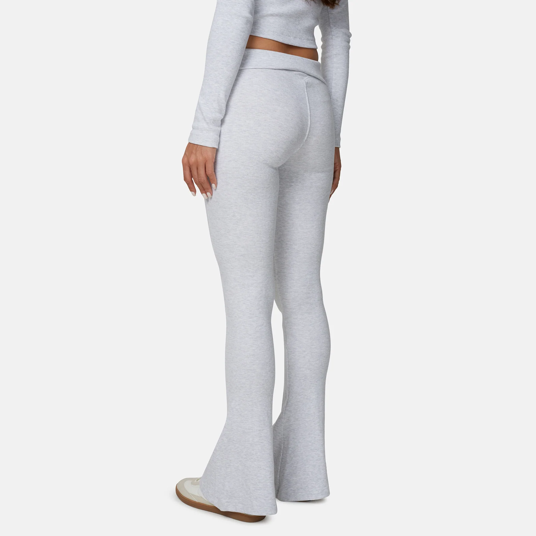 Monogram Ribbed Grey Marl Leggings - Image 3