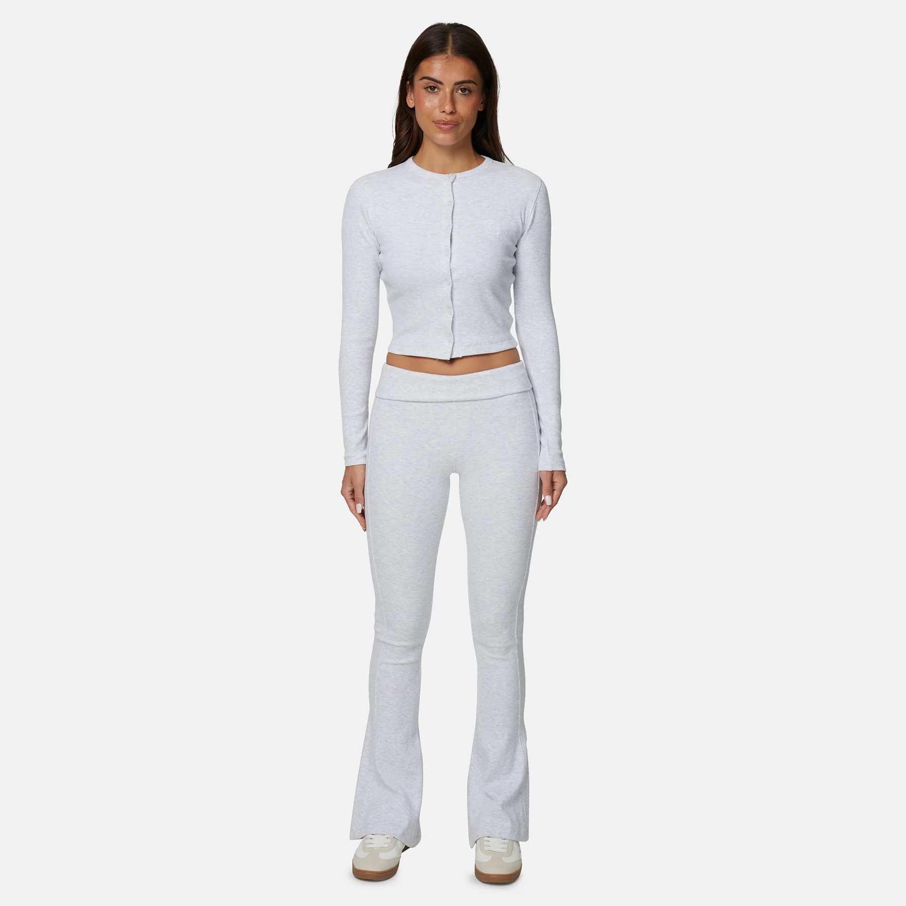 Monogram Ribbed Grey Marl Leggings - Image 5