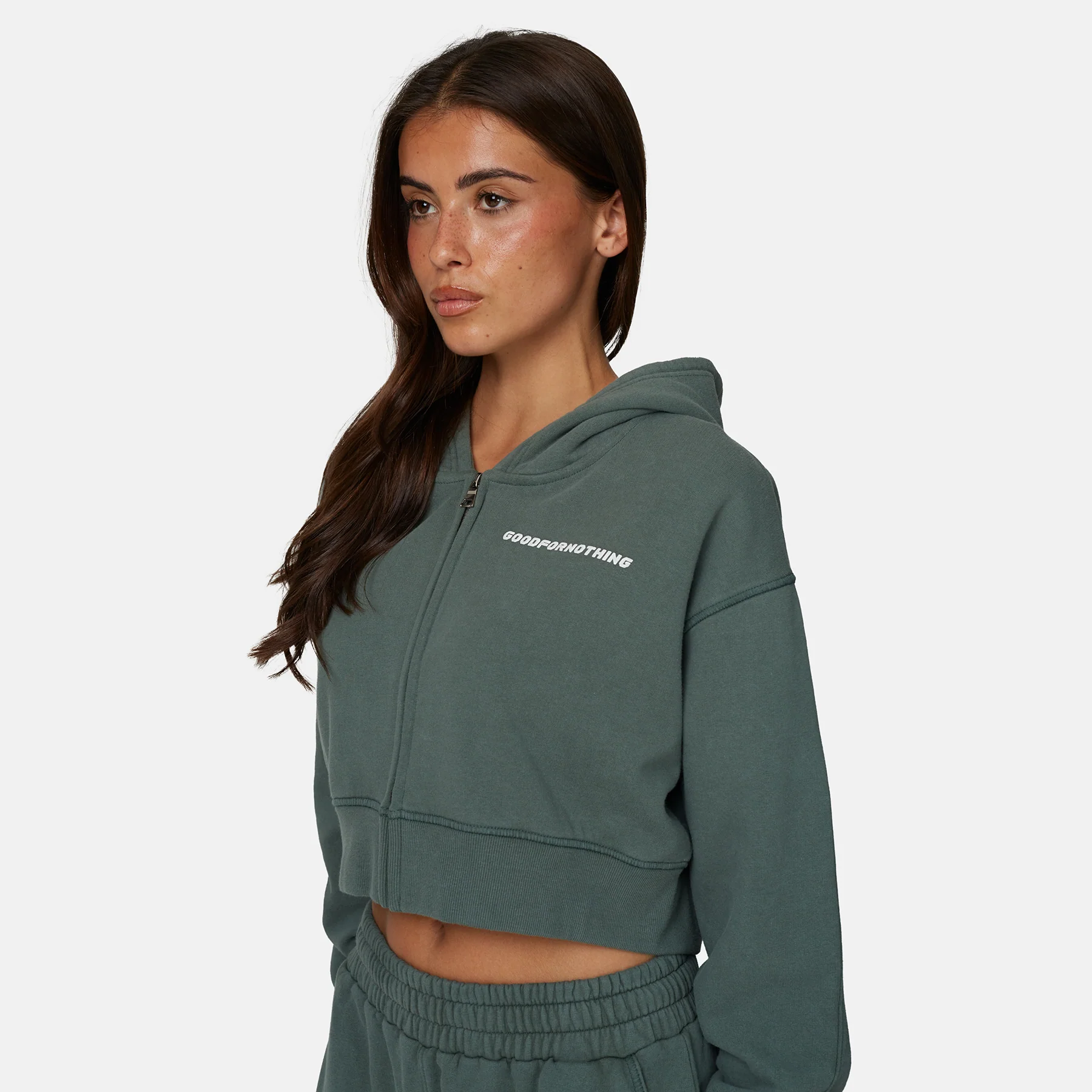 Vintage Washed Green Zip Hoodie - Image 4