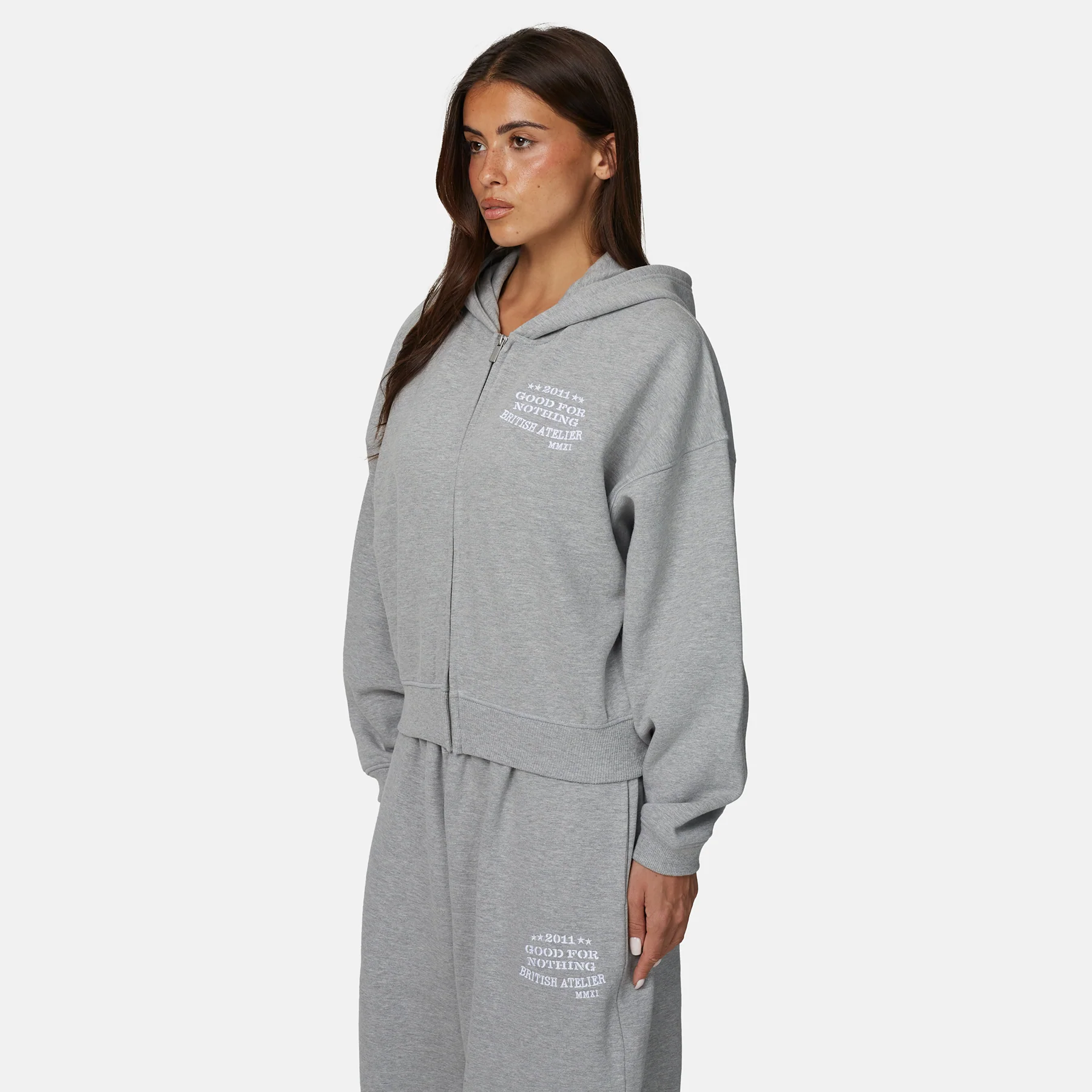 Icarus Grey Marl Zip Hoodie - Image 2