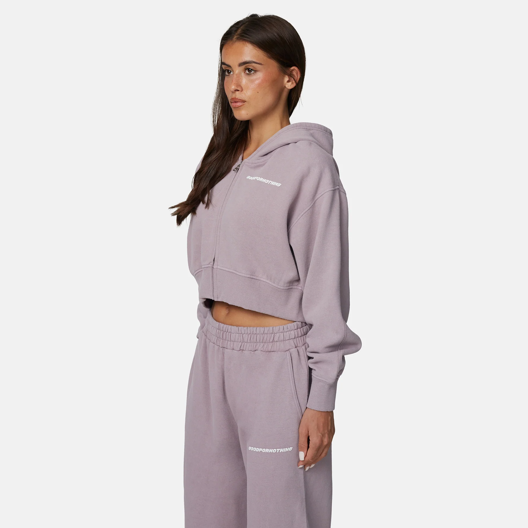 Vintage Washed Lilac Zip Hoodie - Image 2