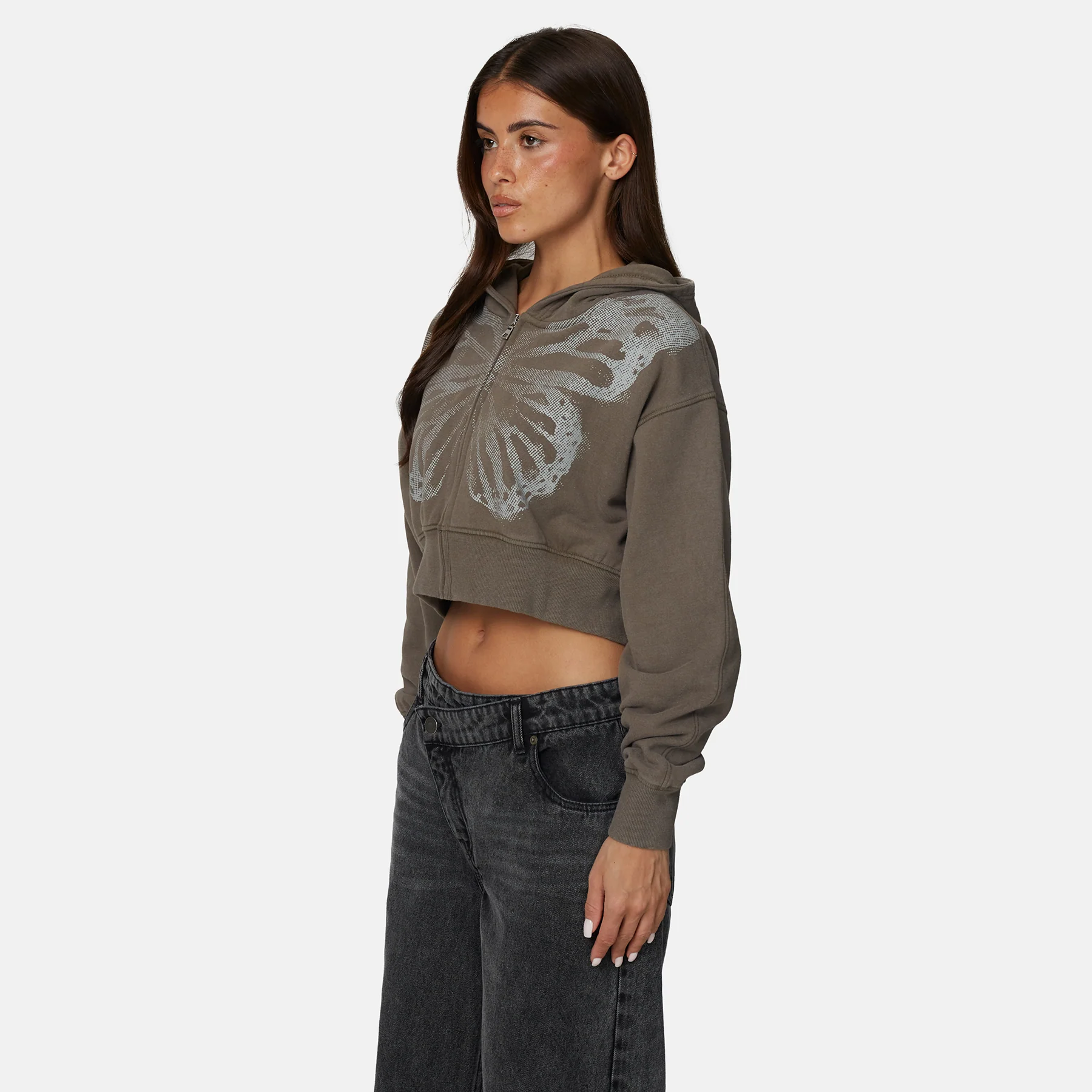Fragment Butterfly Washed Taupe Zip Hoodie - Image 2